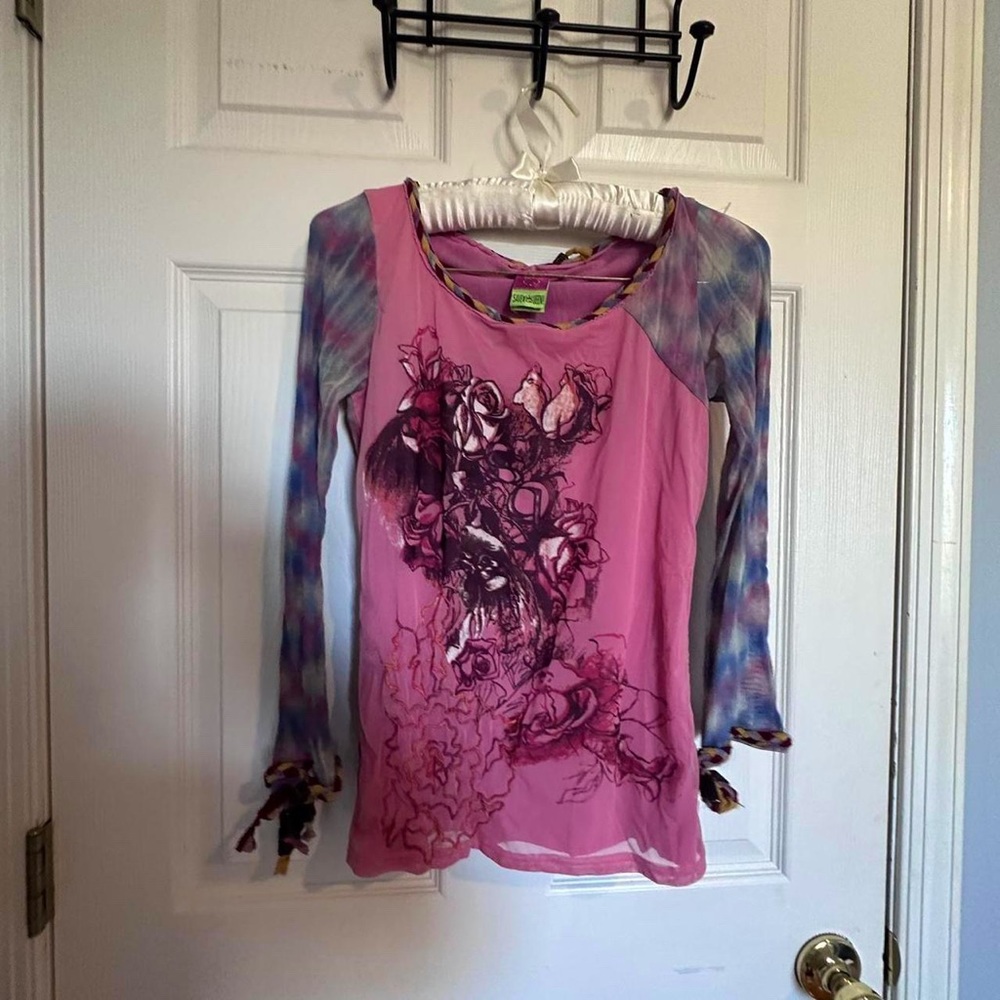 Save The Queen Colorful Pink Long Sleeve Top